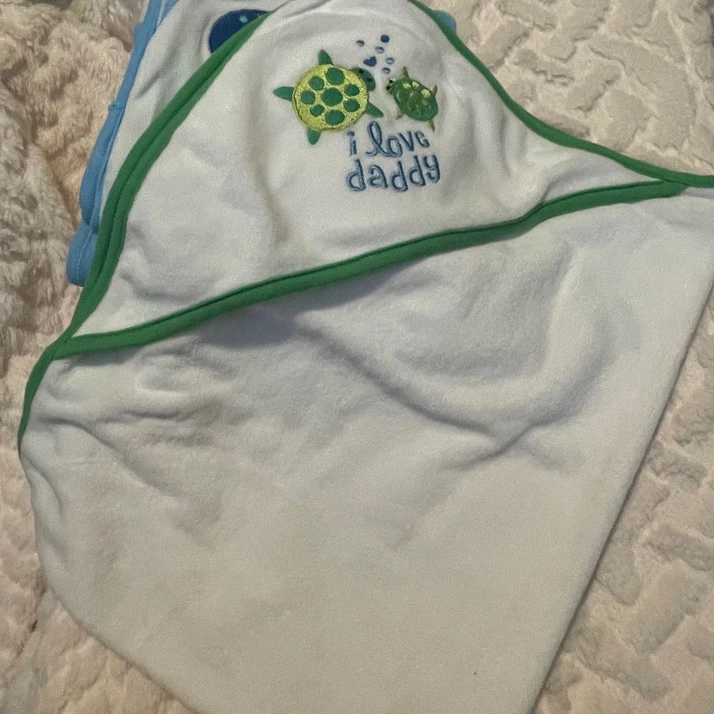 Circo Hooded Baby Bath Towel Set of 3 Whale‎ Turtle Circles Infant wash towels